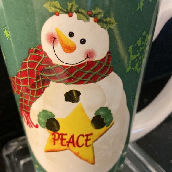 Snowman Joy Peace Coffee Tea Latte Mug Winter Christmas Holiday Festive - Picture 2 of 10